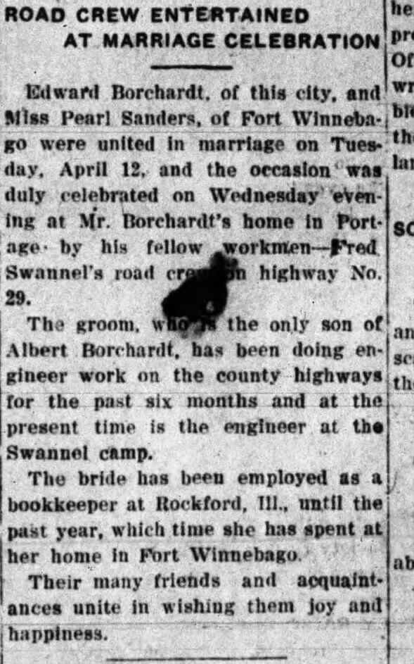 Clipping from Portage Daily Register